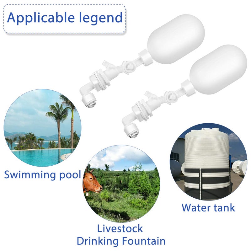 Mudder 4 Pack Float Ball Valve 1/4 Inch Adjustable Plastic Water Filter Float Valve for Ponds, Water Tank, Pump, Trough, Aquariums, Aquaculture, Reservoir - Image 5